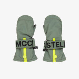 قفازات تزلج لون أخضر كاكي للأولاد 