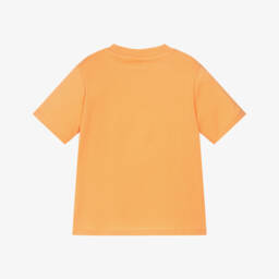 Stella McCartney Kids-Boys Orange Cotton Logo Print T-Shirt | Childrensalon