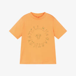 Stella McCartney Kids-Boys Orange Cotton Logo Print T-Shirt | Childrensalon