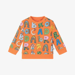 Boys Orange Cotton Magical Letters Sweatshirt