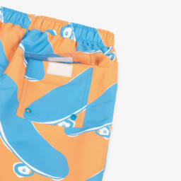 Stella McCartney Kids-Boys Orange Skateboard Print Swim Shorts | Childrensalon