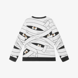 Stella McCartney Kids-Boys White & Black Halloween Mummy Cotton Sweatshirt | Childrensalon