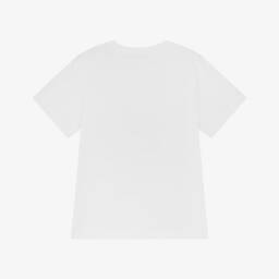 Stella McCartney Kids-تيشيرت بتصميم يتي قطن لون أبيض وأزرق للأولاد | Childrensalon