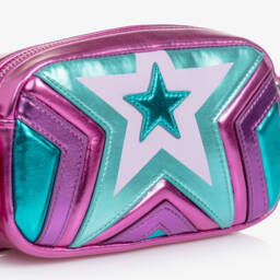 Stella McCartney Kids-Girl Pink & Blue Metallic Star Shoulder Bag (18cm) | Childrensalon