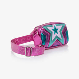 Stella McCartney Kids-Girl Pink & Blue Metallic Star Shoulder Bag (18cm) | Childrensalon