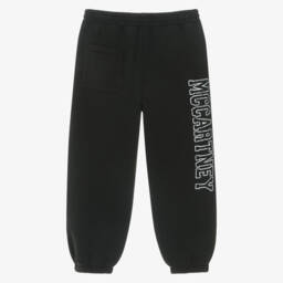 Stella McCartney Kids-Girls Black Cotton Joggers with Stella Logo | Childrensalon