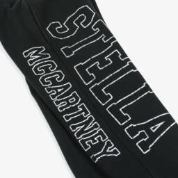 Stella McCartney Kids-Girls Black Cotton Joggers with Stella Logo | Childrensalon