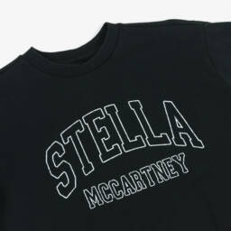 Stella McCartney Kids-Girls Black Cotton Oversize T-shirt | Childrensalon