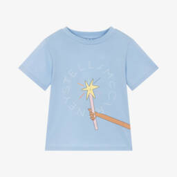 Stella McCartney Kids-Girls Blue Cotton Fairy Wand T-Shirt | Childrensalon
