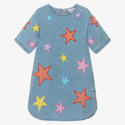 Stella McCartney Kids-Girls Blue Denim Star Dress | Childrensalon