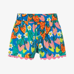 Stella McCartney Kids-Girls Blue Strawberry Print Shorts | Childrensalon