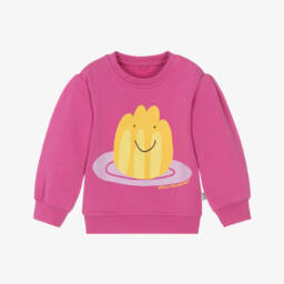 Girls Fuchsia Pink Cotton Jelly Print Sweatshirt