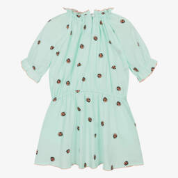 Stella McCartney Kids-Girls Green Cotton Ladybug Dress | Childrensalon