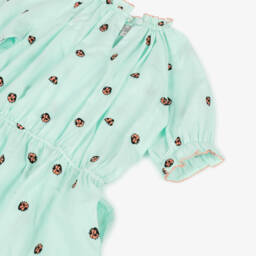 Stella McCartney Kids-Girls Green Cotton Ladybug Dress | Childrensalon