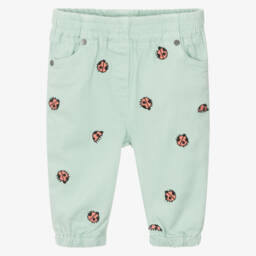 Stella McCartney Kids-Girls Green Denim Ladybug Jeans | Childrensalon