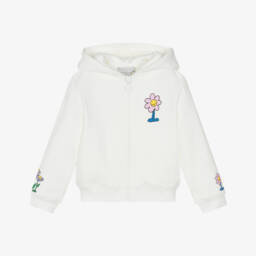 Girls Ivory 'Being Kind Is Cool' Cotton Zip-Up Hoodie