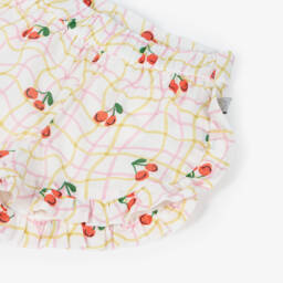 Stella McCartney Kids-Girls Ivory Cotton Cherry Print Shorts | Childrensalon