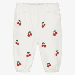 Stella McCartney Kids-Girls Ivory Cotton Denim Jeans | Childrensalon