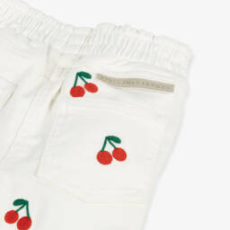 Stella McCartney Kids-Girls Ivory Cotton Denim Jeans | Childrensalon