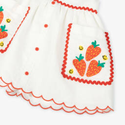Stella McCartney Kids-Girls Ivory Cotton & Linen Strawberry Skirt | Childrensalon