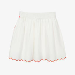 Stella McCartney Kids-Girls Ivory Cotton & Linen Strawberry Skirt | Childrensalon