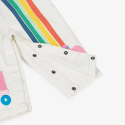 Stella McCartney Kids-Girls Ivory Denim Rainbow Dungarees | Childrensalon