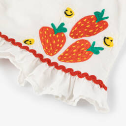 Stella McCartney Kids-Girls Ivory Embroidered Strawberries Top | Childrensalon
