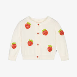 Stella McCartney Kids-Girls Ivory Knitted Strawberry Cardigan | Childrensalon