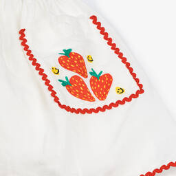 Stella McCartney Kids-Girls Ivory Strawberry Embroidered Dress | Childrensalon