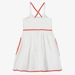 Stella McCartney Kids-Girls Ivory Strawberry Embroidered Dress | Childrensalon