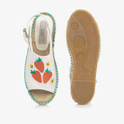 Stella McCartney Kids-Girls Ivory Strawberry Espadrilles | Childrensalon