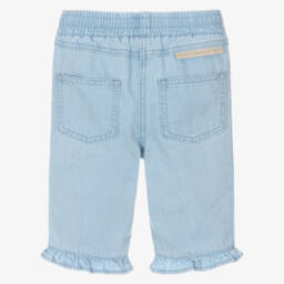 Stella McCartney Kids-Girls Light Blue Denim Jeans with Happy Flowers | Childrensalon