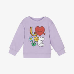 Girls Lilac Purple Cotton Love Print Sweatshirt