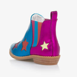 Stella McCartney Kids-Girls Metallic Blue & Pink Star Ankle Boots | Childrensalon