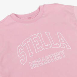 Stella McCartney Kids-Футболка розовая из хлопка оверсайз для девочек | Childrensalon