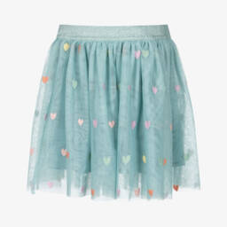 Stella McCartney Kids-Girls Pastel Green Tulle Hearts Skirt | Childrensalon
