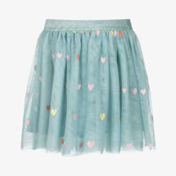 Stella McCartney Kids-Girls Pastel Green Tulle Hearts Skirt | Childrensalon
