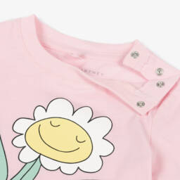 Stella McCartney Kids- Girls Pink Cotton Flower T-Shirt | Childrensalon