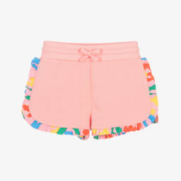 Girls Pink Cotton Jersey Shorts with Vibrant Ruffles