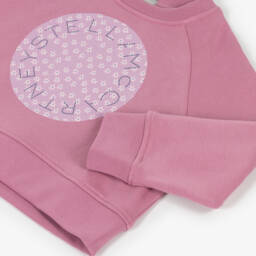 Stella McCartney Kids-Girls Pink Cotton Star Flower Logo Sweatshirt | Childrensalon