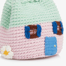Stella McCartney Kids-Girls Pink Crochet House Handbag (18cm) | Childrensalon