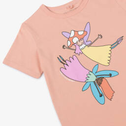 Stella McCartney Kids-Girls Pink Fairies Cotton T-Shirt | Childrensalon