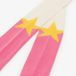 Stella McCartney Kids-Girls Pink & Ivory Cotton Tights with Yellow Stars | Childrensalon