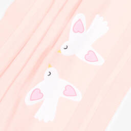 Stella McCartney Kids-Girls Pink Knitted Cotton Blanket with White Birds (78cm) | Childrensalon