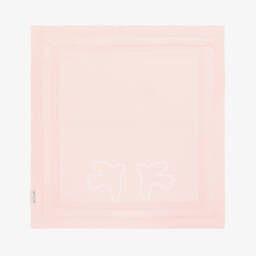 Stella McCartney Kids-Girls Pink Knitted Cotton Blanket with White Birds (78cm) | Childrensalon