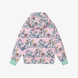 Stella McCartney Kids-Girls Pink Logo Pattern Jacket with Detachable Hood | Childrensalon