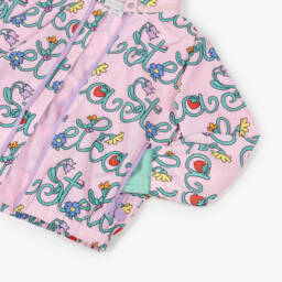 Stella McCartney Kids-Girls Pink Logo Pattern Jacket with Detachable Hood | Childrensalon