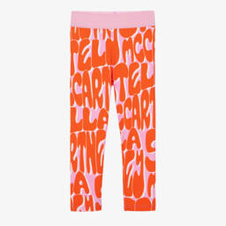 Girls Pink & Orange Logo Base Layer Leggings