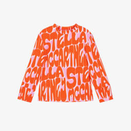Girls Pink & Orange Logo Base Layer Top
