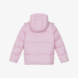 Stella McCartney Kids-Girls Pink Stars & Birds Puffer Jacket | Childrensalon